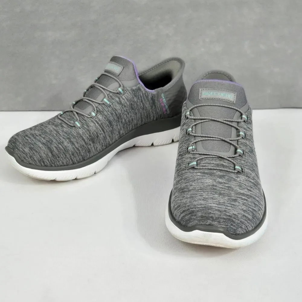 Skechers Summits Slip-Ins Memory Foam Athletic Sneakers Gray/Mint Women's 7 WIDE